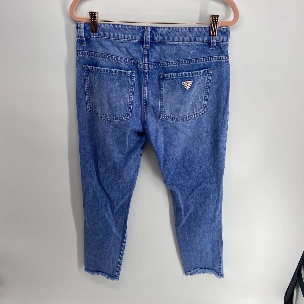 Guess tomboy light wash button fly frayed edge distressed jeans womens 26 - Picture 5 of 7